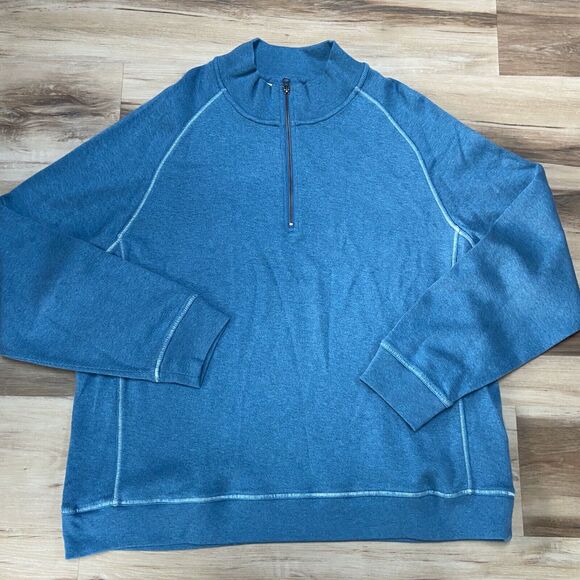 LL Bean Sweater Mens XL Blue 1/4 Zip Traditional Fit Pullover Long Sleeve - Picture 1 of 6